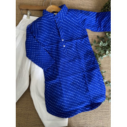 Boys' Blue Mothda  Kurta with White Pajama Set